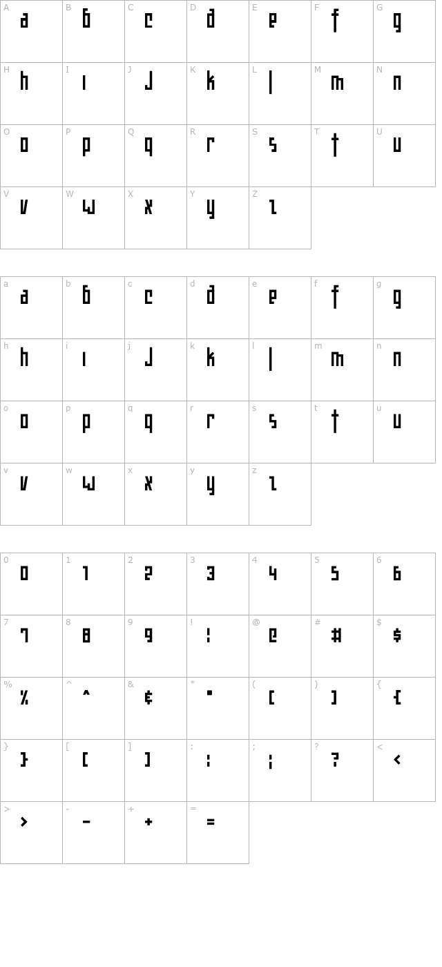 Teknobe OTF character map