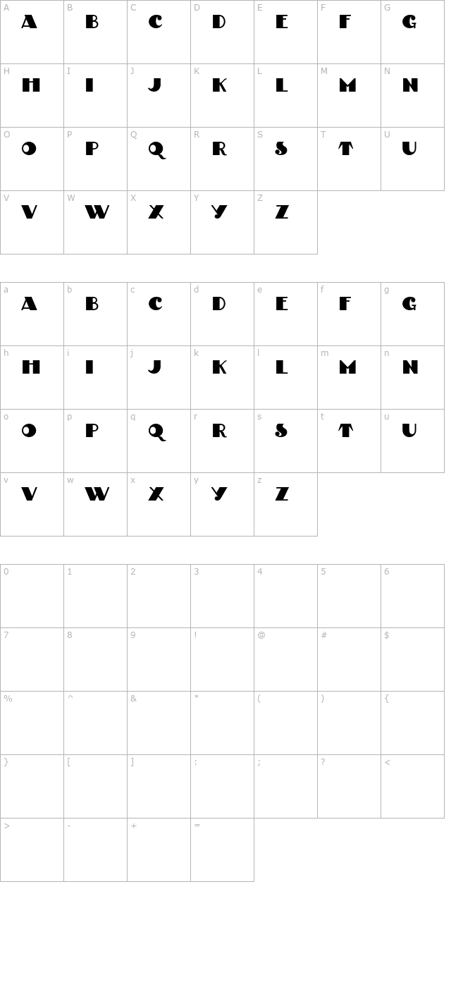 Tekov character map