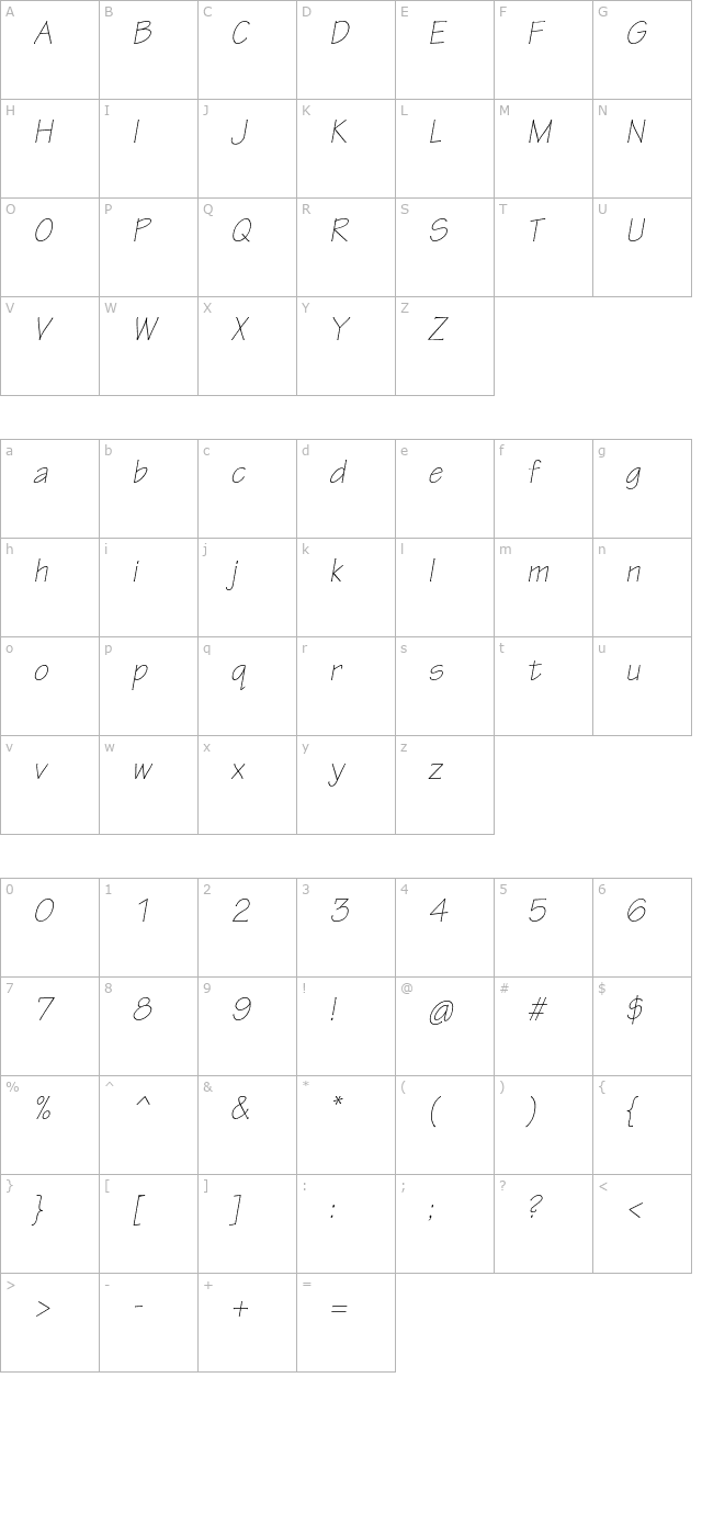 tektonpro-lightobl character map