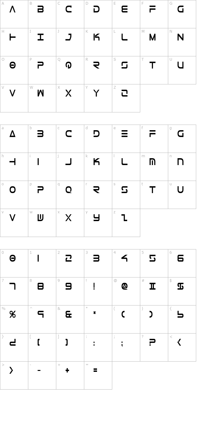 tele-marines-bold-condensed character map