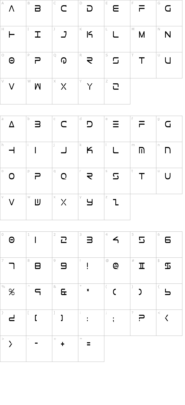 tele-marines-condensed character map