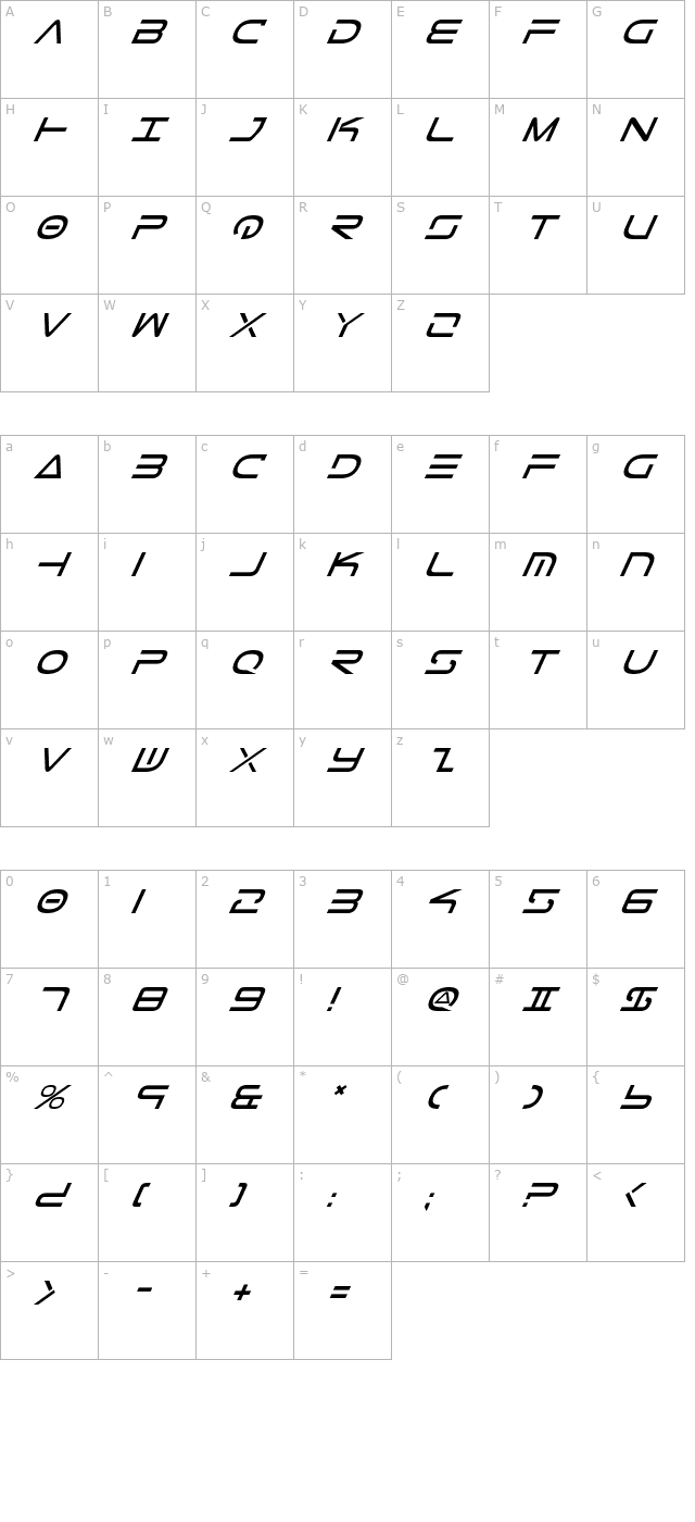 tele-marines-italic character map