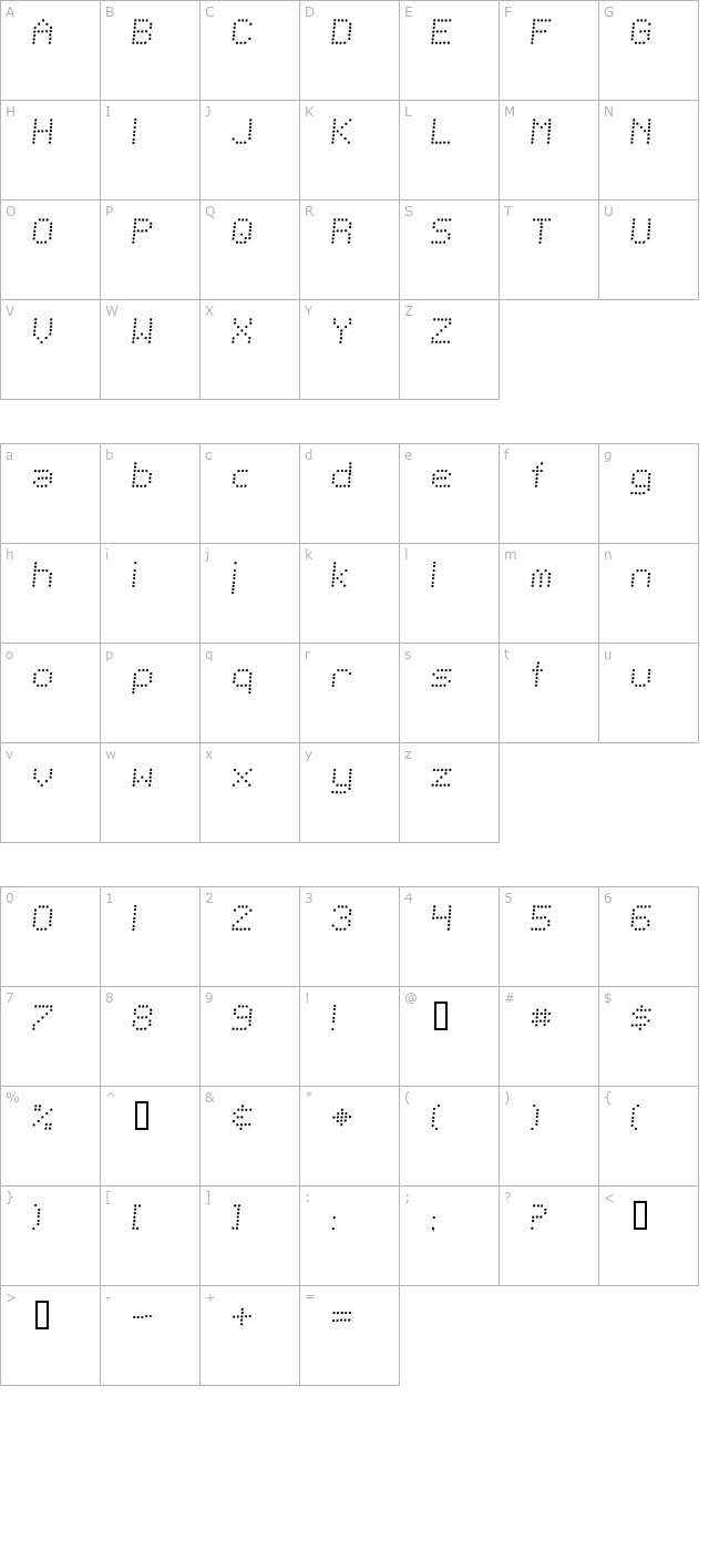 telegraphic-light-bold-italic character map