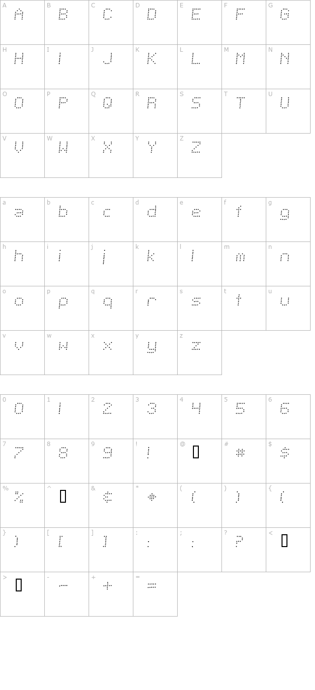 telegraphic-light-italic character map