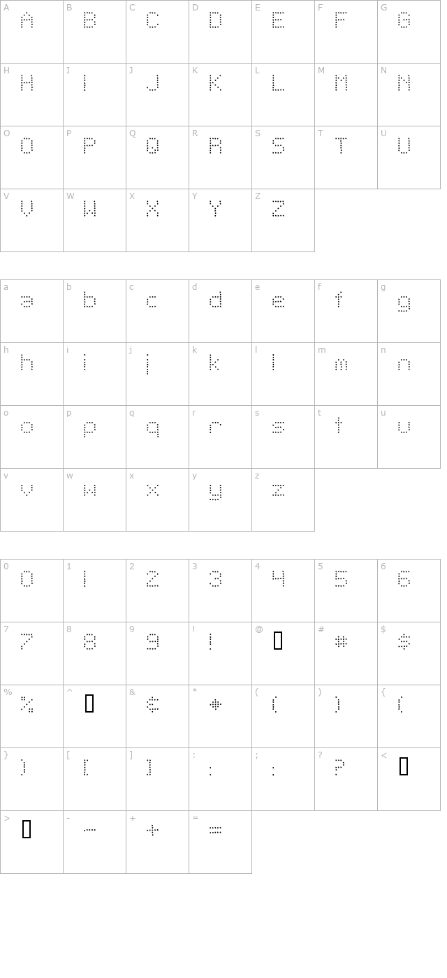 Telegraphic Light character map