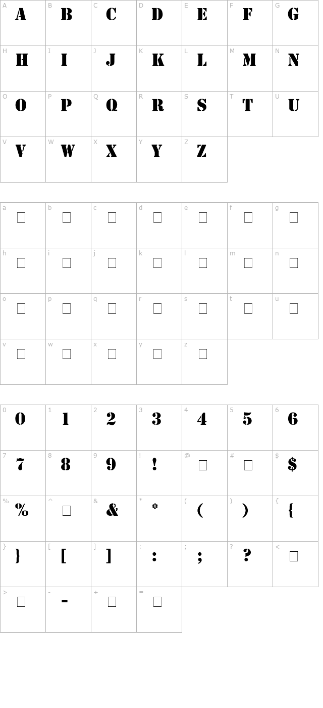 Template Caps SSi Bold character map