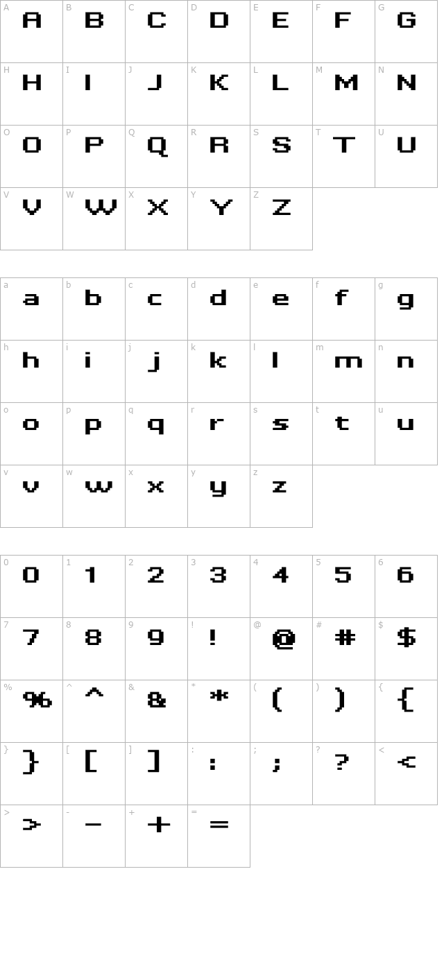 Tenacity Extended Bold character map