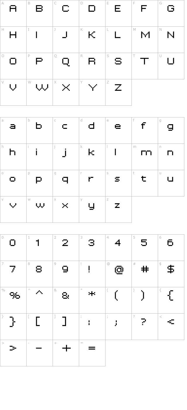 Tenacity Extended character map