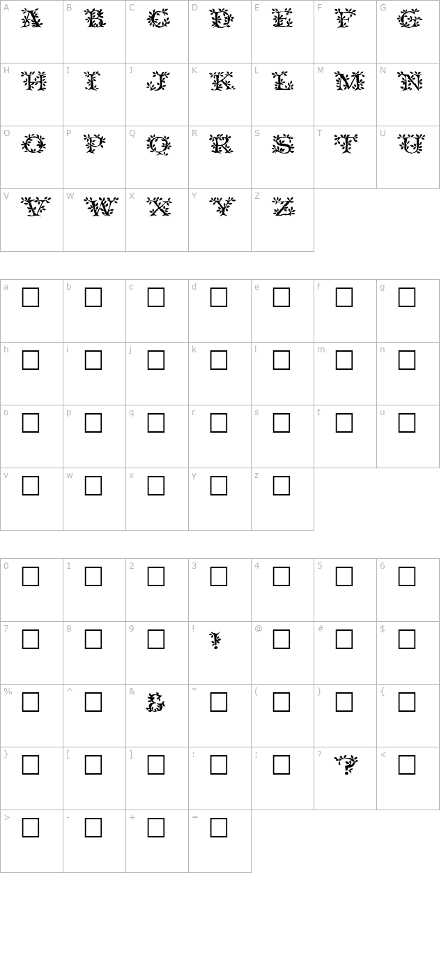 tenderleaf-regular character map