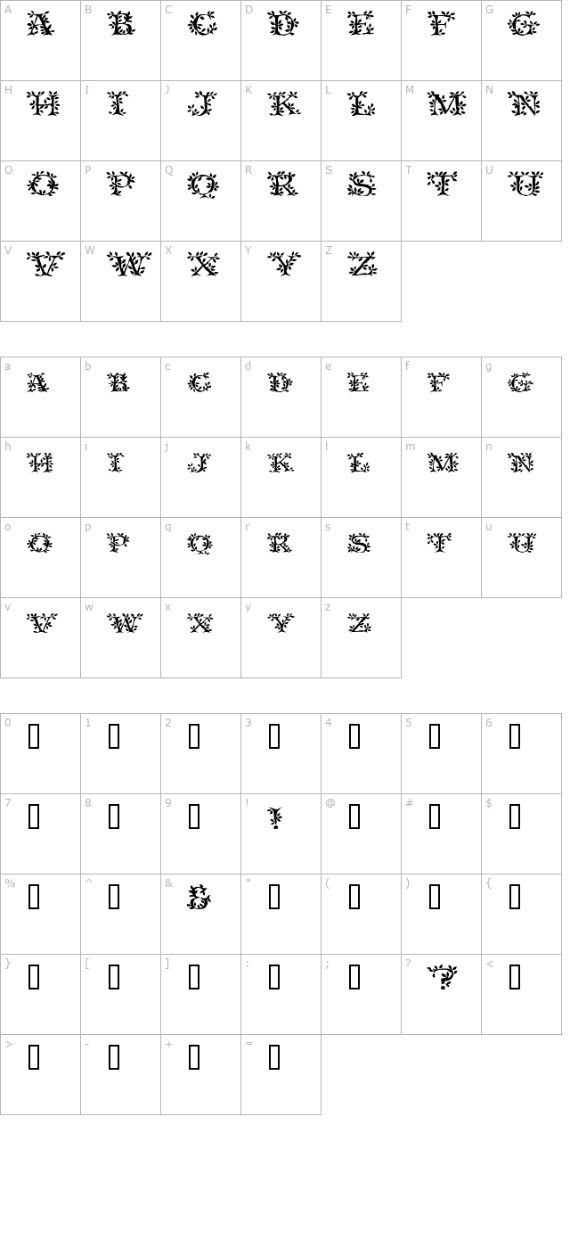 Tenderleaf character map