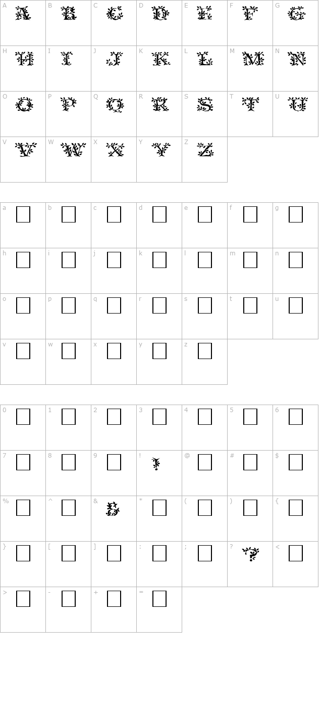 tenderleafcaps character map