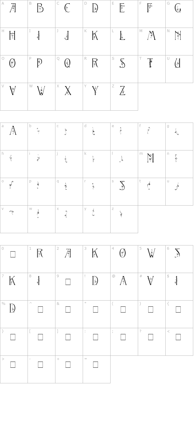 Tendril Medium character map