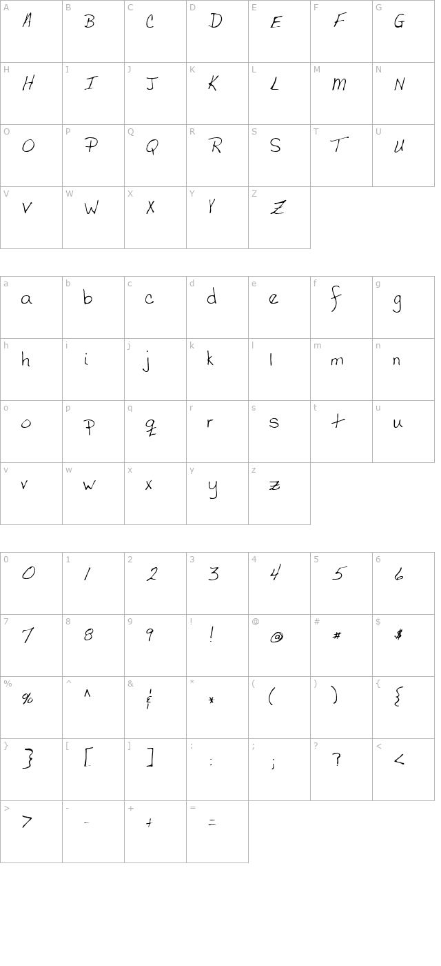 terfont-regular character map