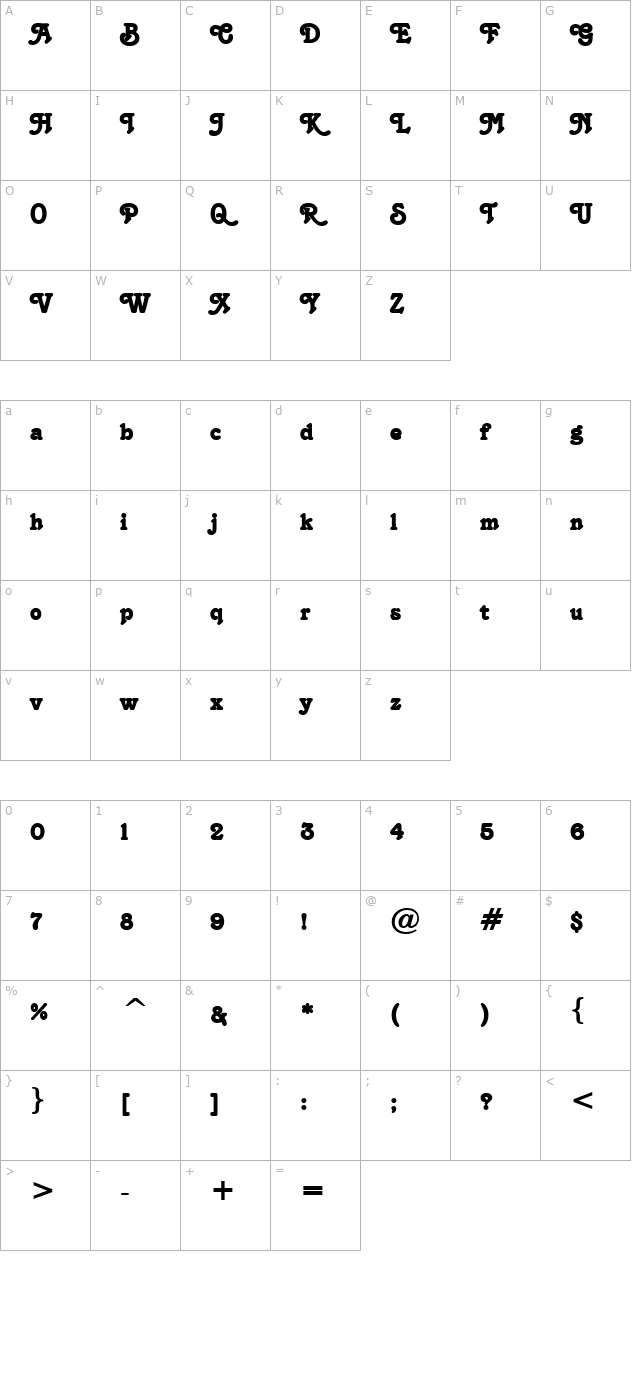 terra-bold character map