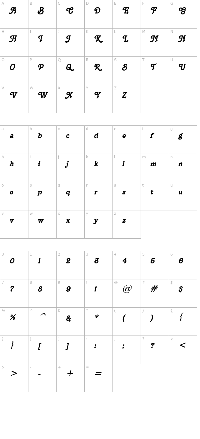 terra-italic character map