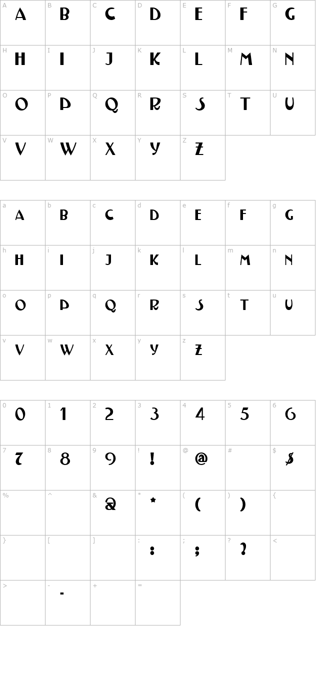 testarossa-nf character map