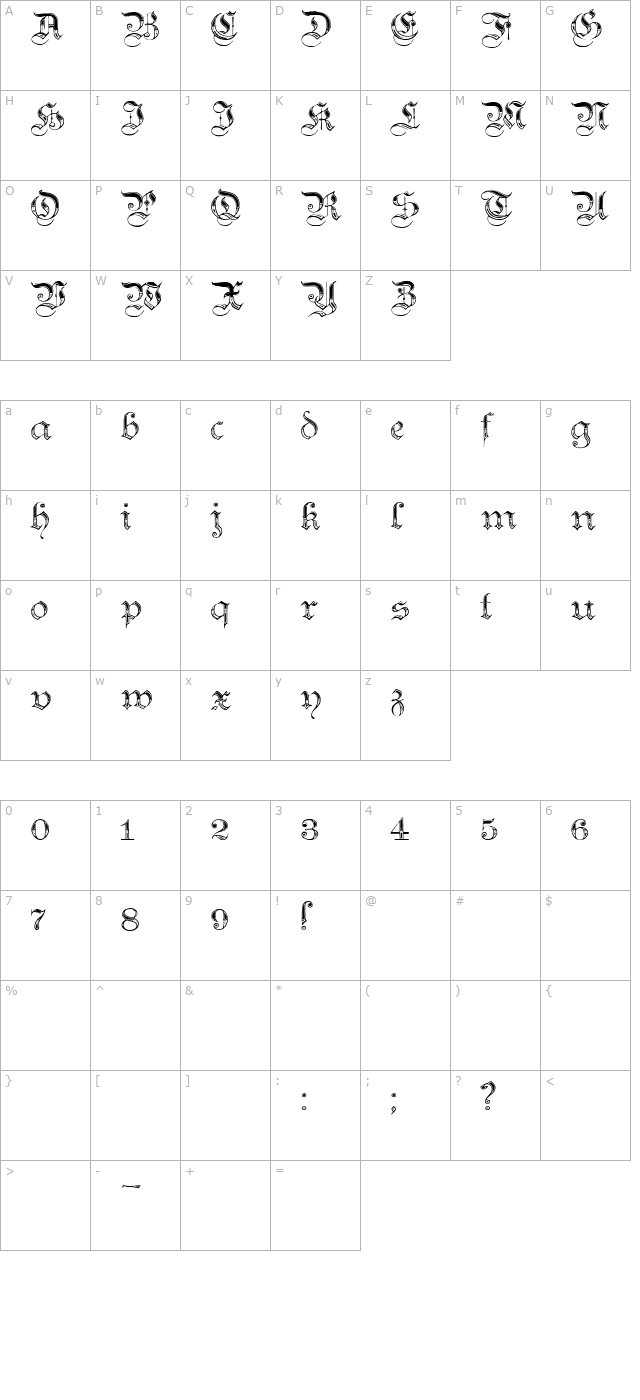 Teutonic No4 DemiBold character map