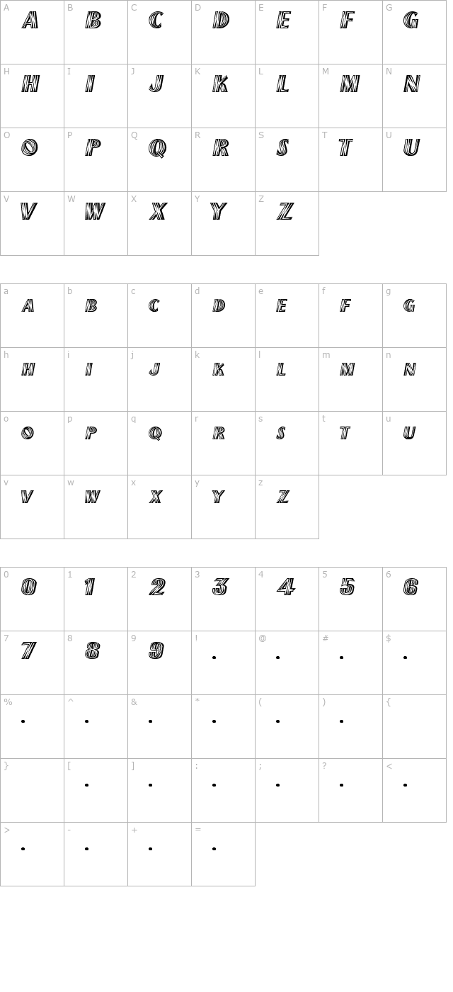 Tex Mex Display SSi Extra Bold character map