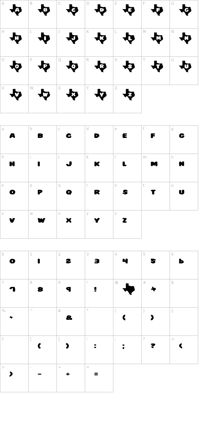 Texas2 character map