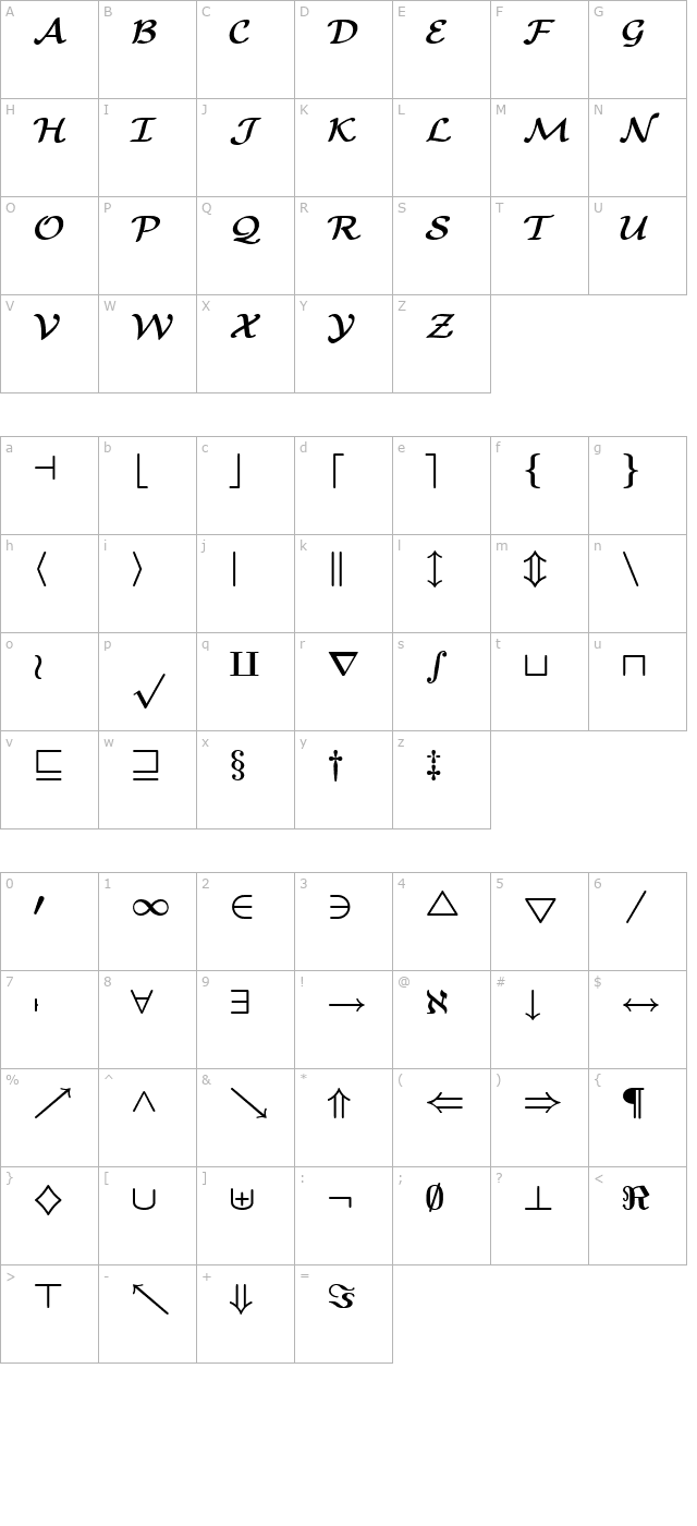 texplus-sy-bold character map