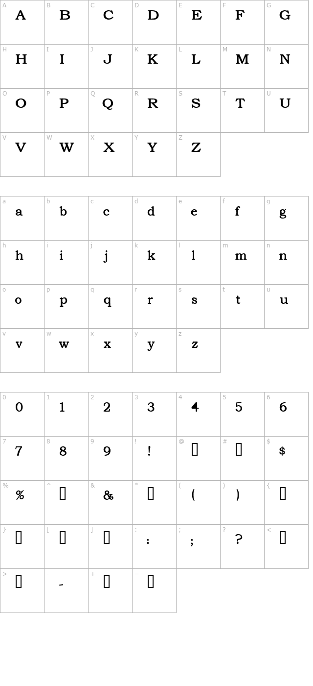 text-serif-hplhs character map