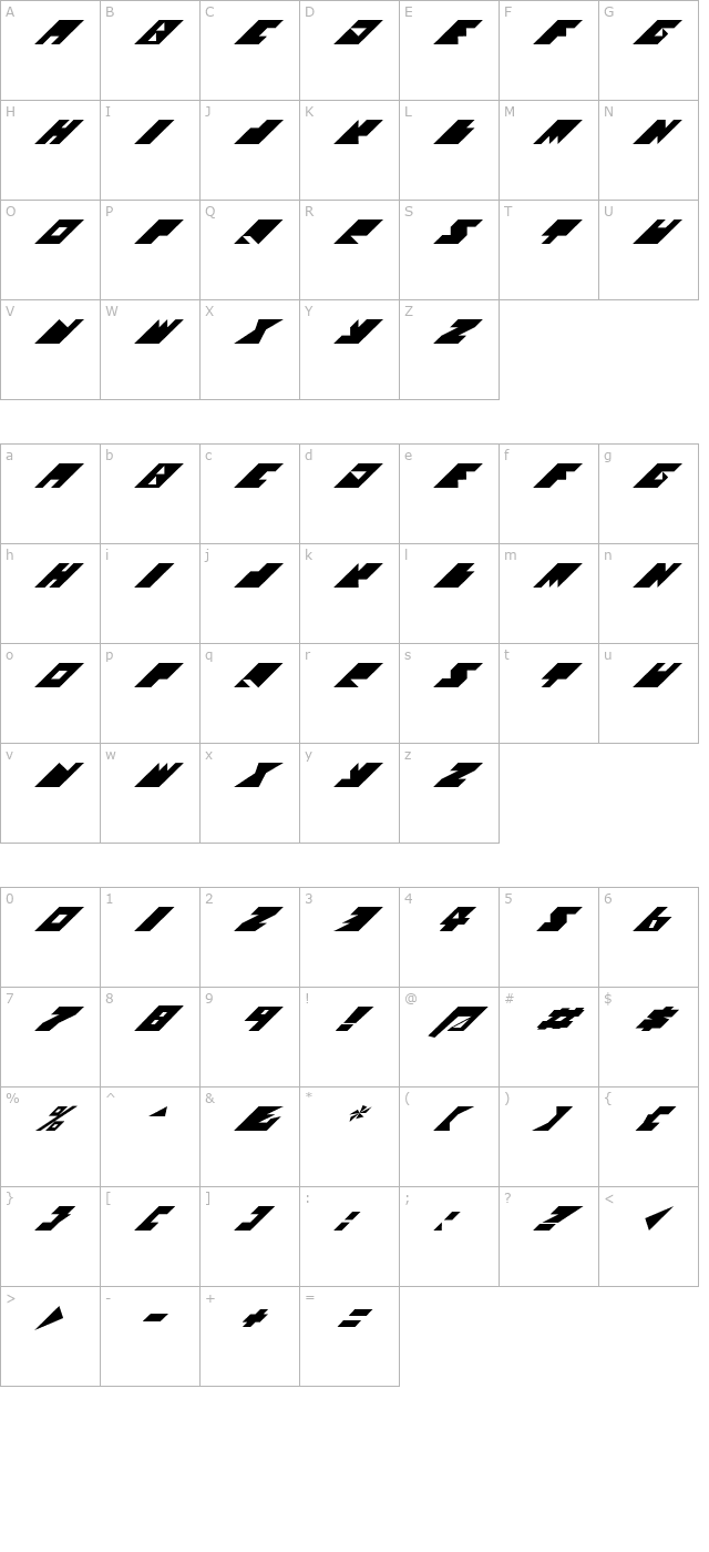 textan character map