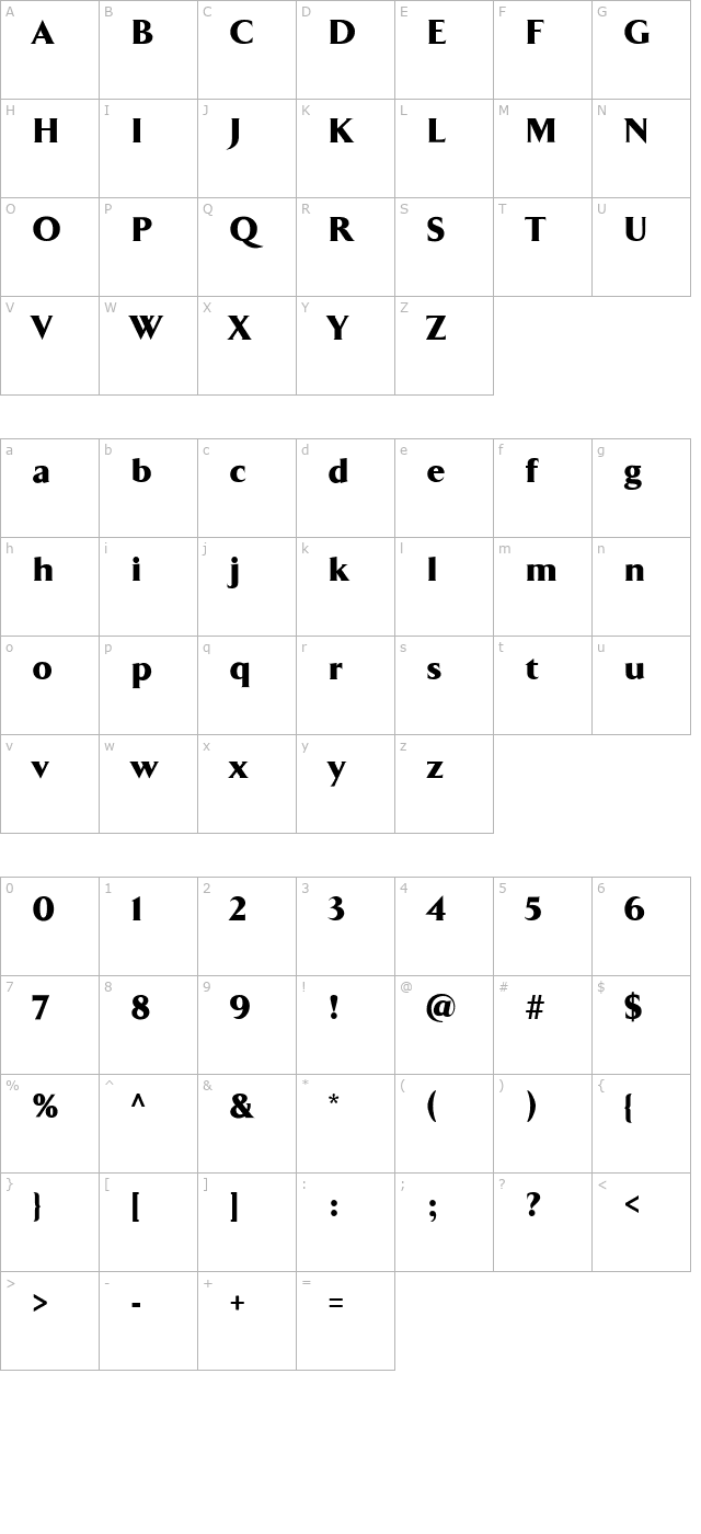 TFArrow-Black character map