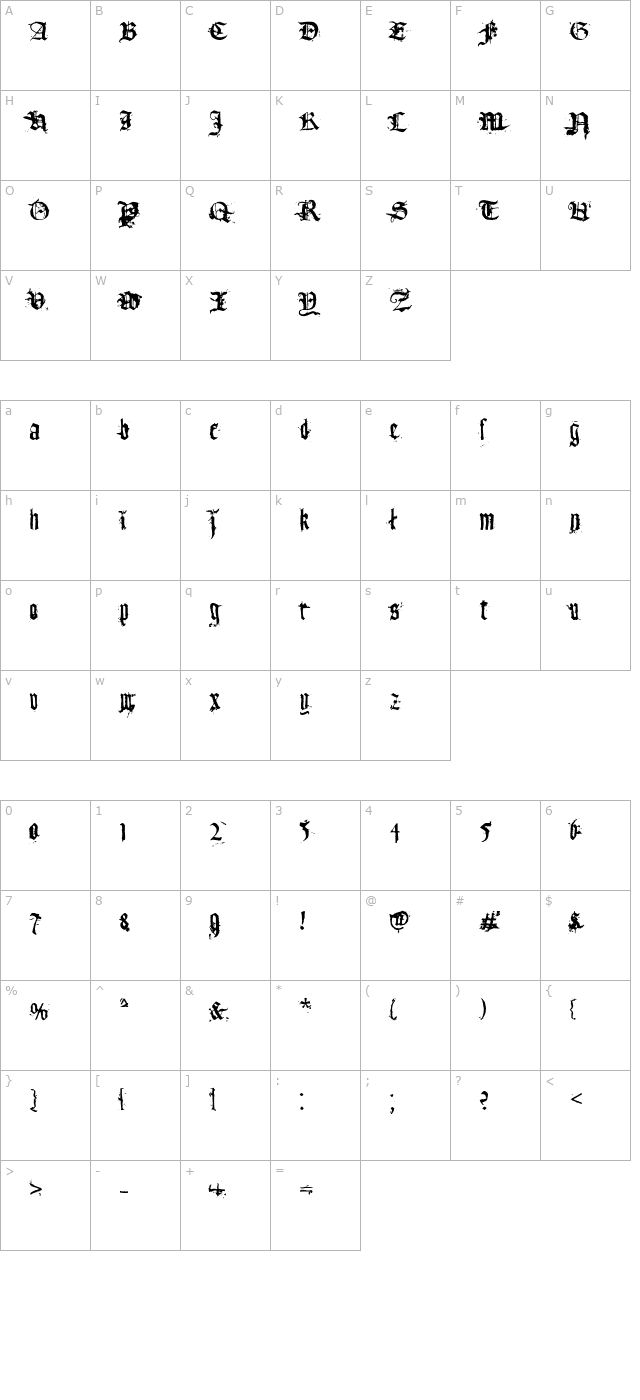 Tfu Tfu character map