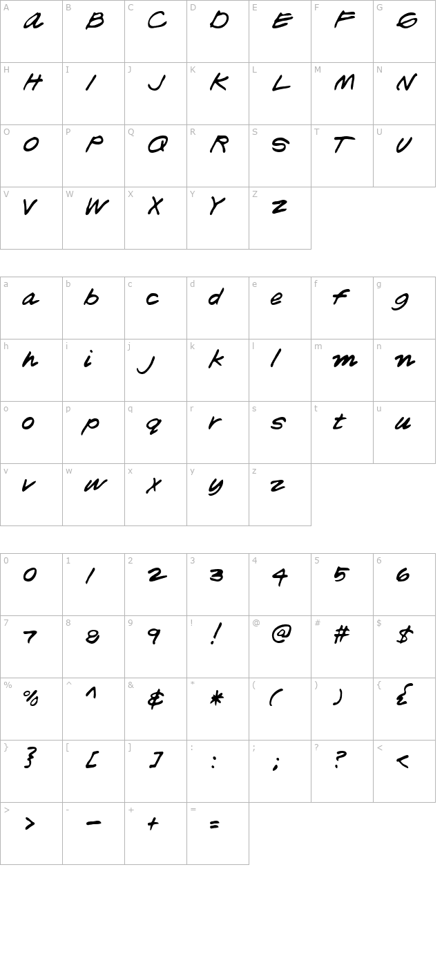 thad-regular character map