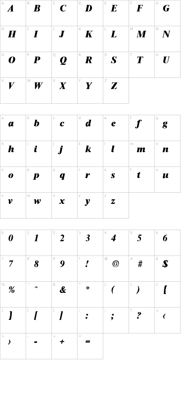 Thames-Serial-Heavy-RegularItalic character map