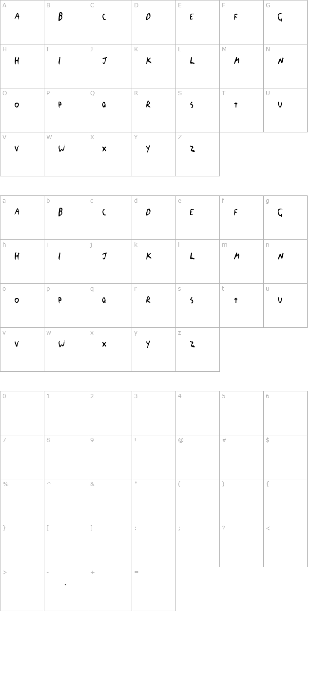 the-blick-font character map