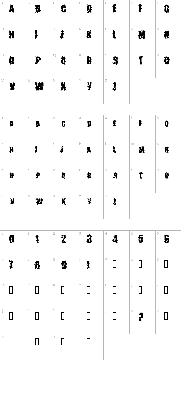 The Drips character map