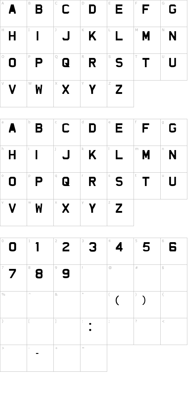 the-fragile-bold-caps character map