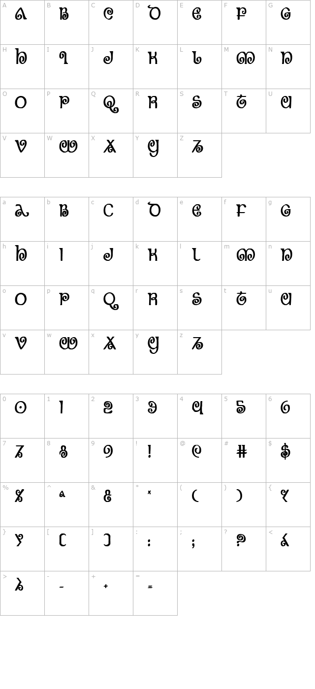 The Shire Bold Condensed character map