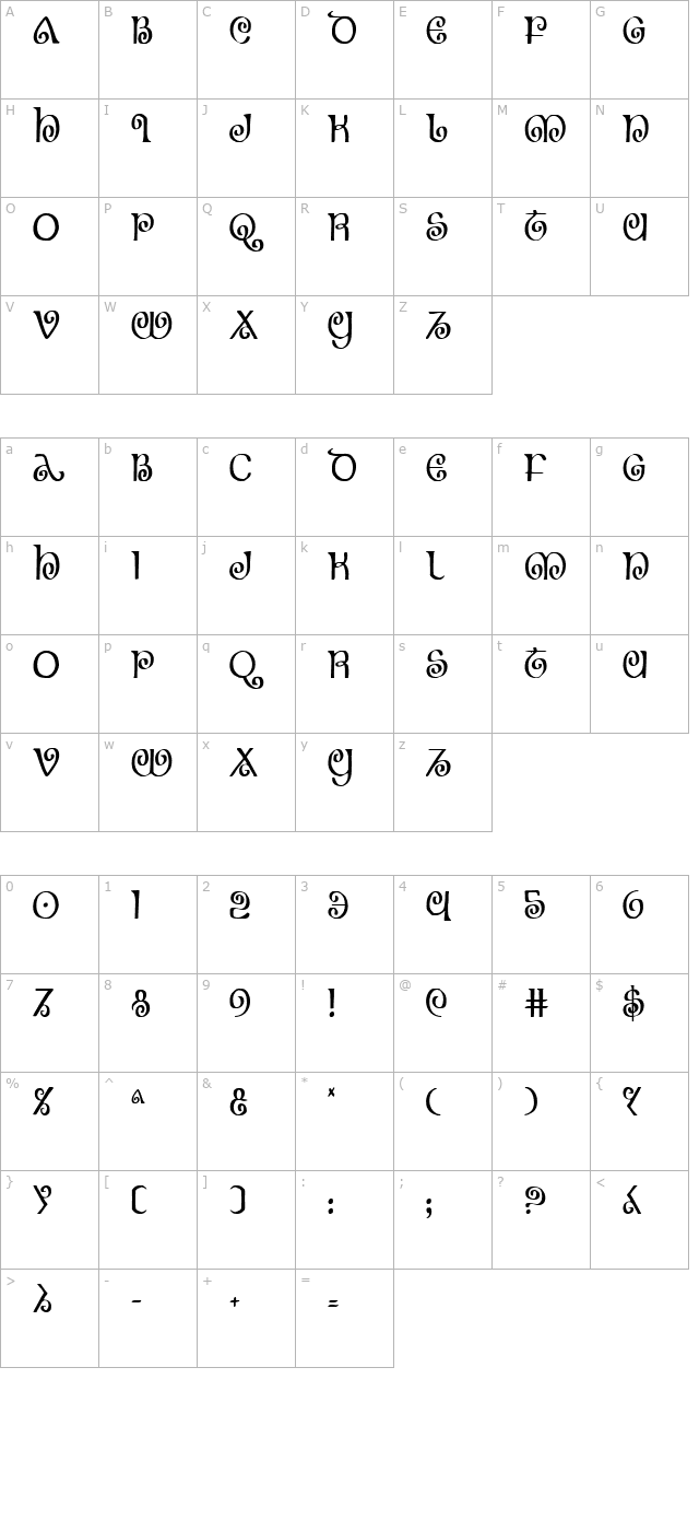 the-shire-condensed character map