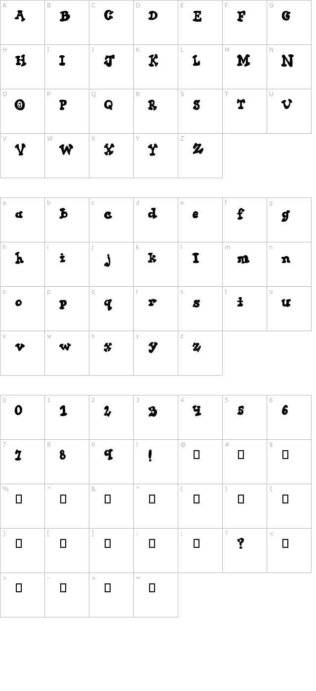 Thick Chocolate character map