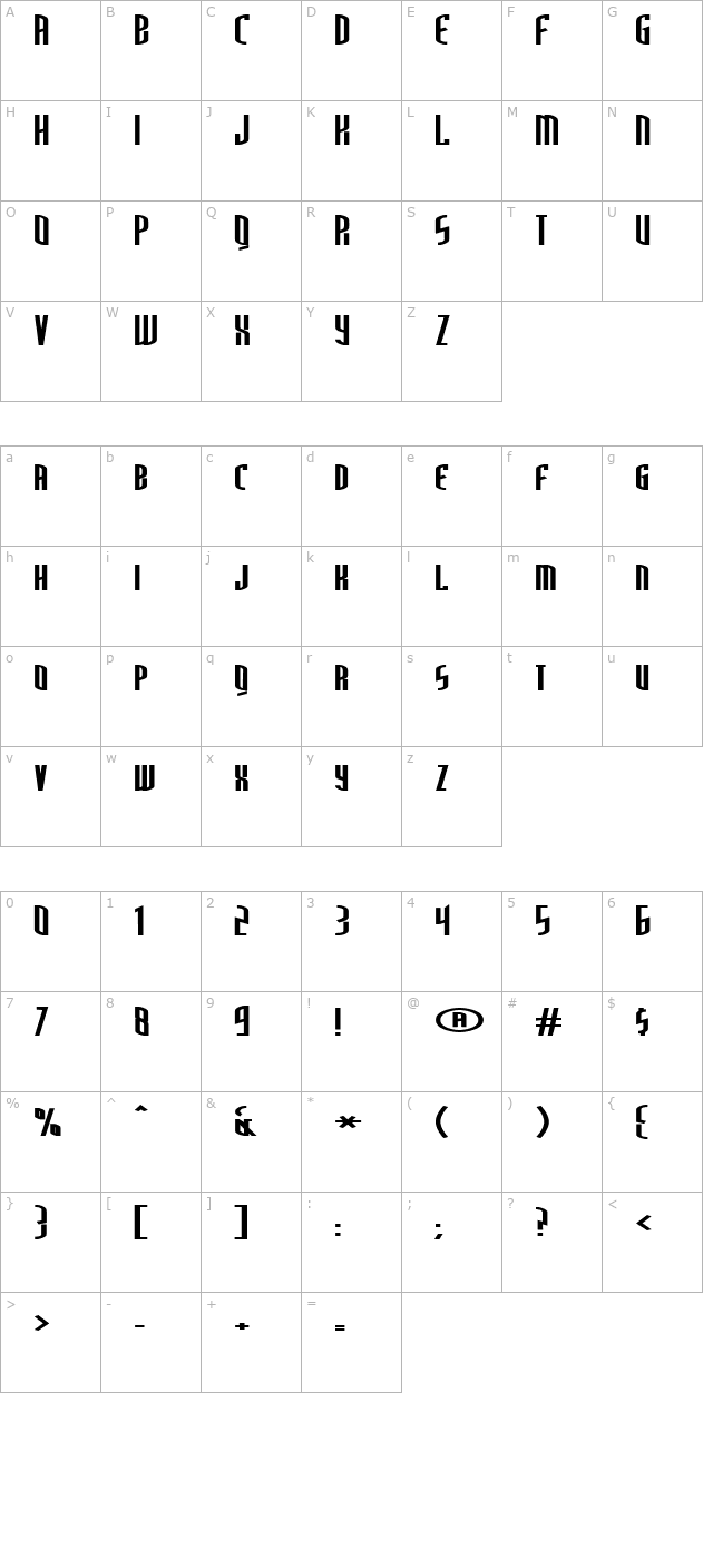 thirdgeneration-bold character map