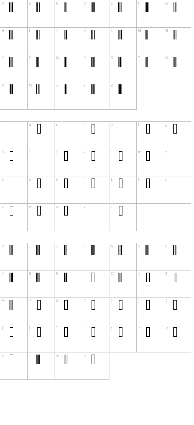 thirtyninessi character map