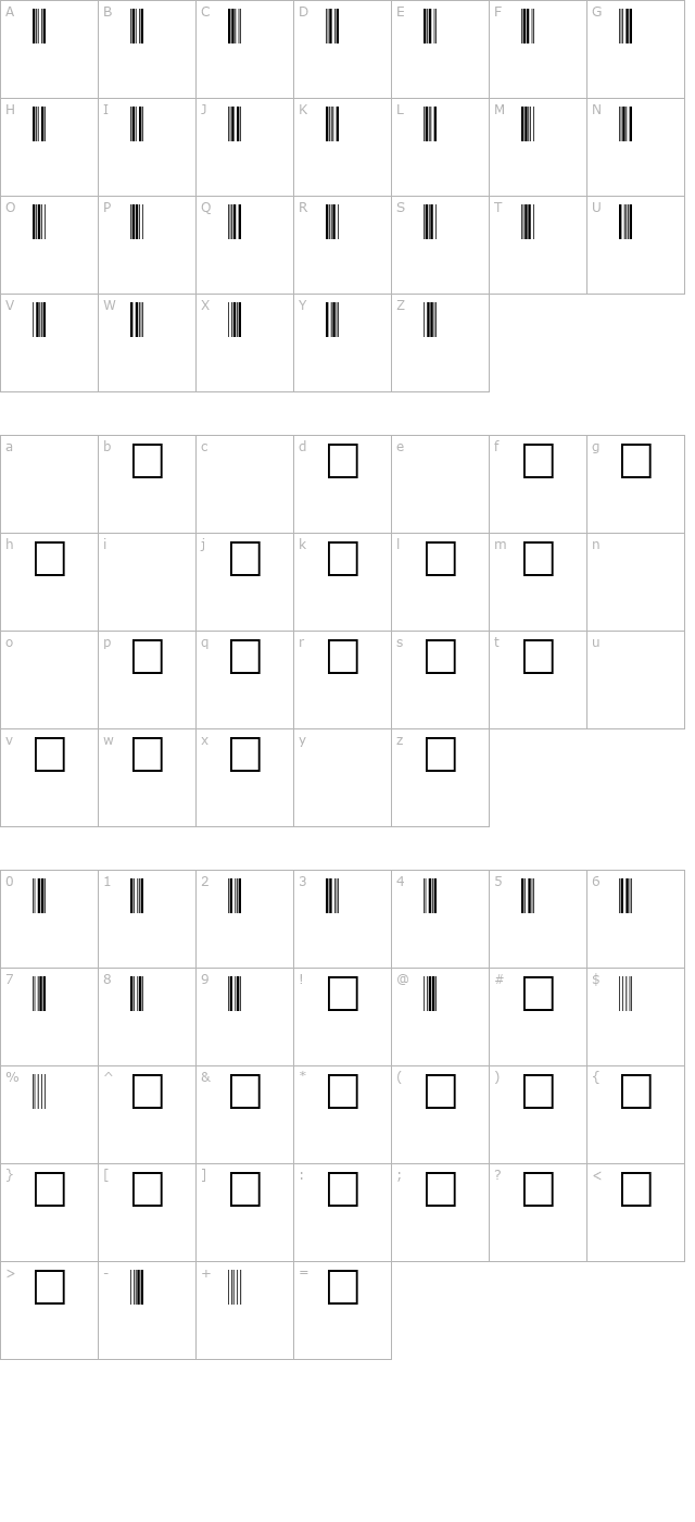 ThirtyNineSSK Regular character map