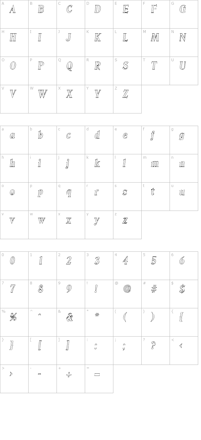 thomasbeckeroutline-bold-italic character map