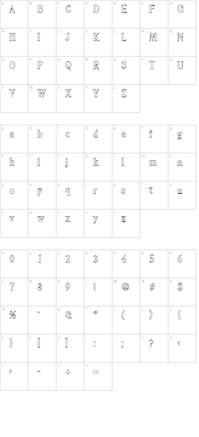 ThomasBeckerOutline Bold character map