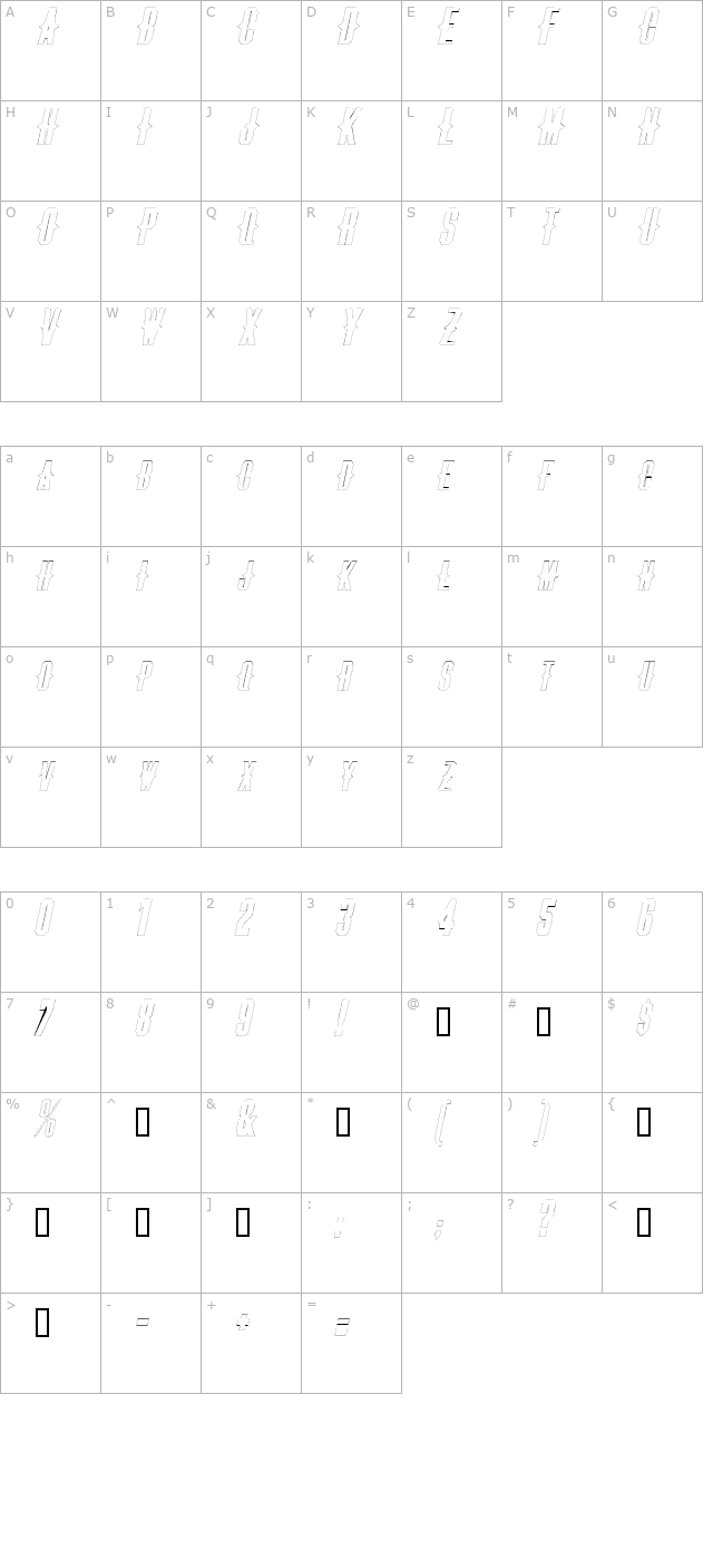 thornsextendedoutline-oblique character map