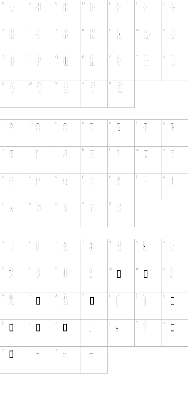 thornsextendedoutline character map