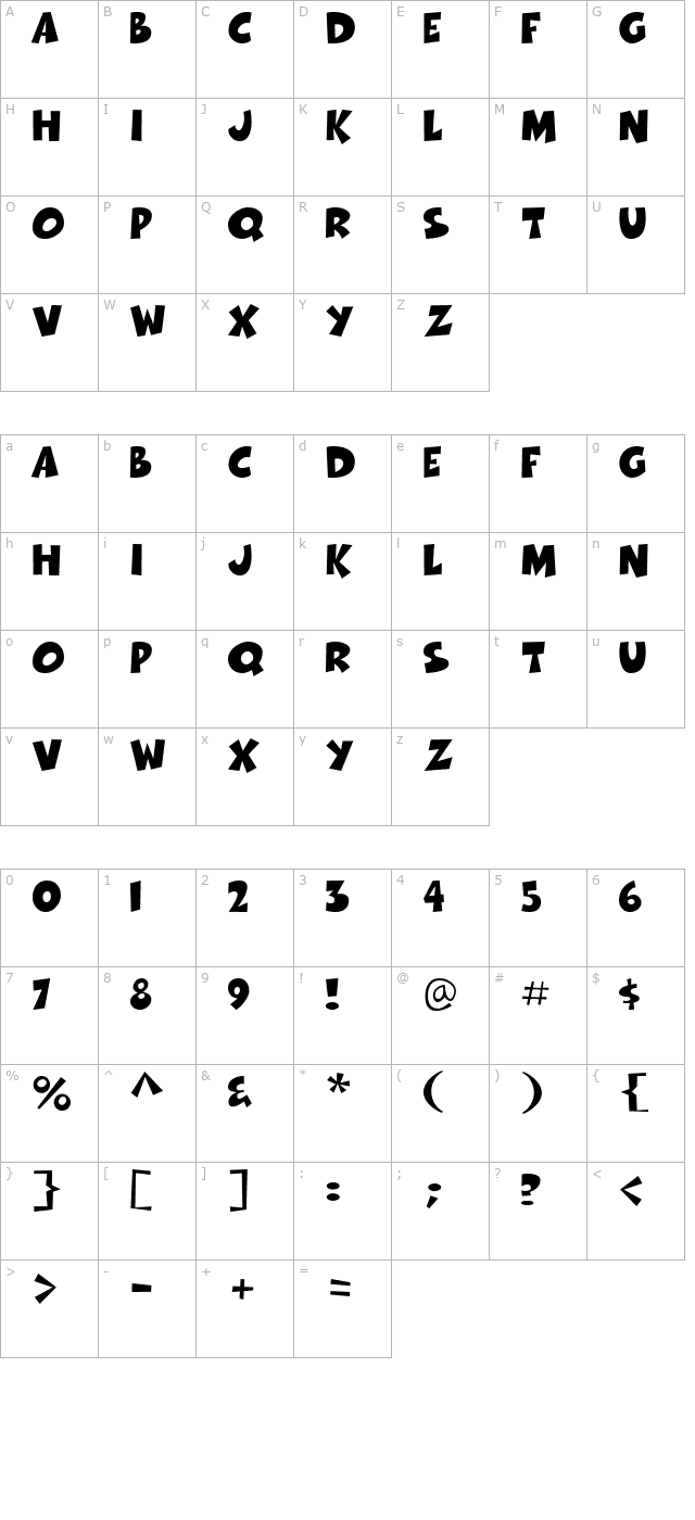 thwack character map