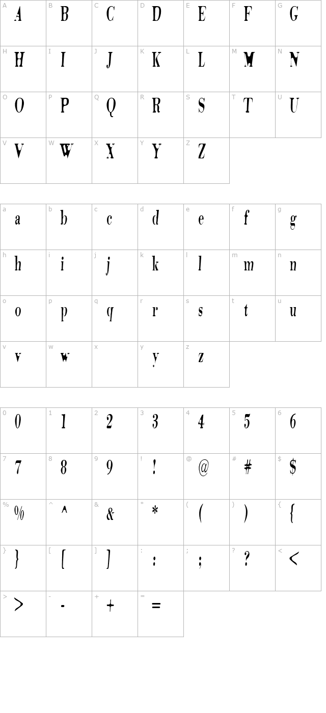 Tidelag character map