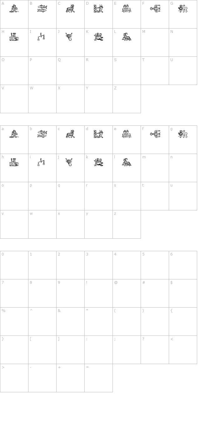 Tierkreis 3 OTF character map