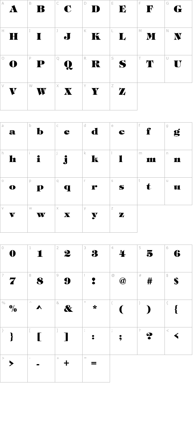 TiffanyLH Bold character map