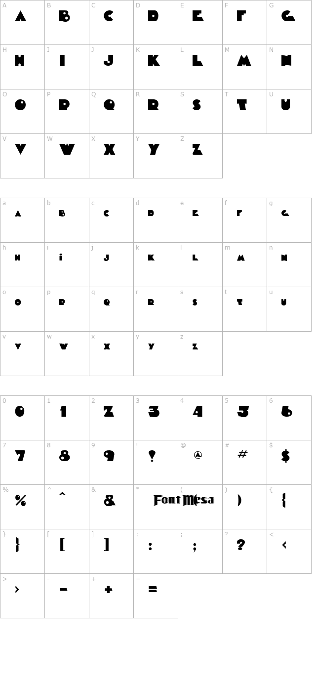 timepiece character map