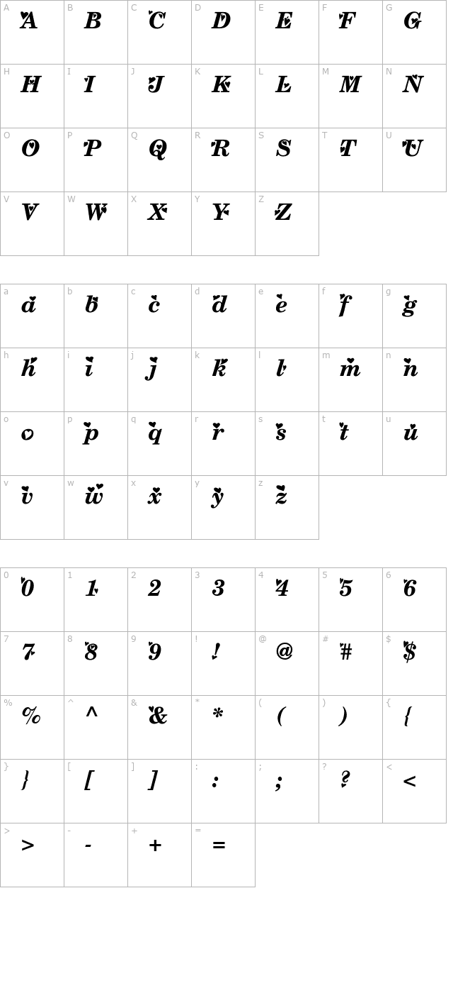 Times New Romance character map