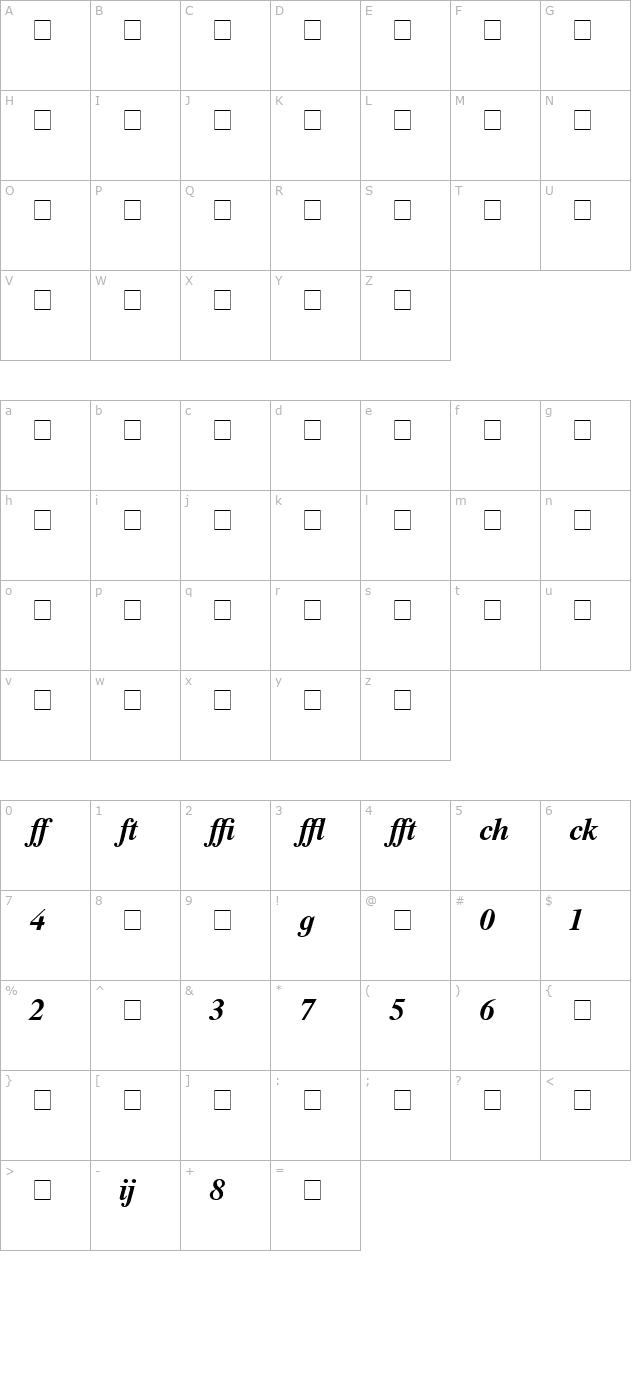 Times Profi Bold Italic character map